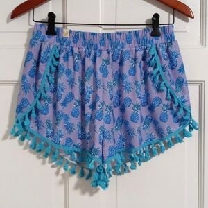 🍍Simply Southern🍍 - Purple/Blue Pineapple Print Tassel Lounge Beach Short